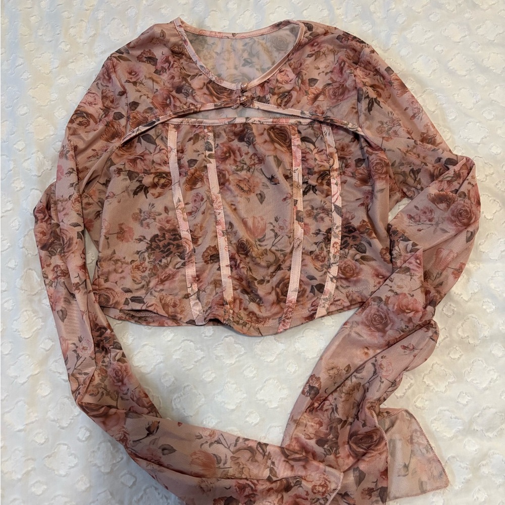 Floral Sheer Pink Women's Top